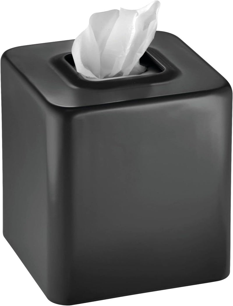 m-design Tissue Box — Decorative Tissue Box Holder for Bedrooms, Bathrooms and More — Square Tissue Box Cover for Facial and Cosmetic Tissues — Black - Image 1